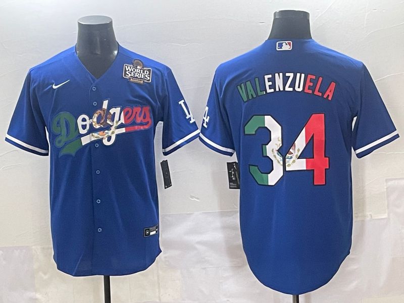 Men 2025 Los Angeles Dodgers #34 Valenzuela Blue Nike MLB Jersey style 7159->los angeles dodgers->MLB Jersey
